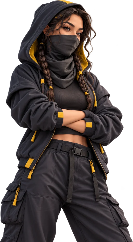 Masked scout concept in a crossed pose, on a transparent background